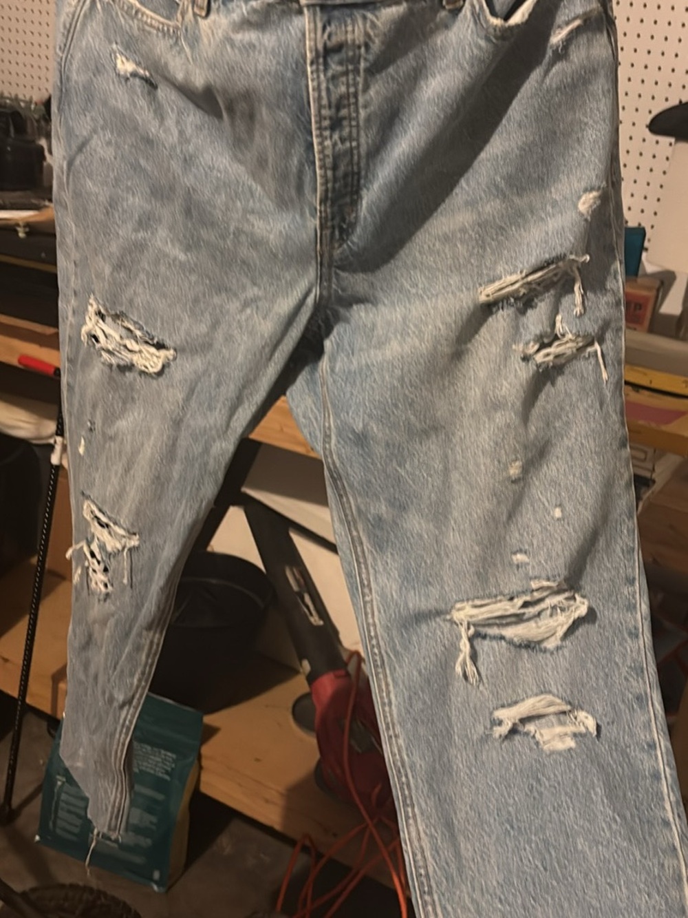 Women's Light Blue Distressed Jeans - old navy- high rise Casual Ripped Denim